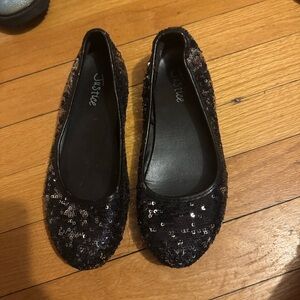 Justice Sparkling Black Sequin Flats